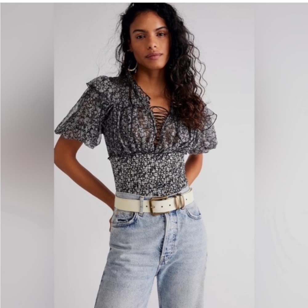 Free People Beatrice Top in Black